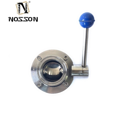 ISO9001 Certificato SS304 SS316 Sanitary Stainless Steel Weld End Manual Type Butterfly Valve per la distribuzione di gas