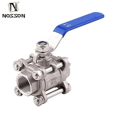 Valvola a sfera in acciaio inossidabile 2 3 4 pollici NPT Thread femminile 3 pezzi Full Port Manual Operation ISO9001 Certificato Non standard