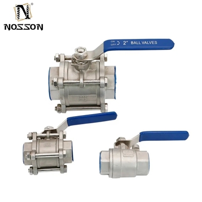 Valvola a sfera in acciaio inossidabile 2 3 4 pollici NPT Thread femminile 3 pezzi Full Port Manual Operation ISO9001 Certificato Non standard