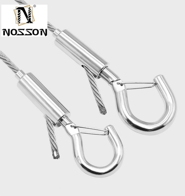OEM personalizzato 4,6mm-12mm Wire Rope Lock Head Pendant Light Panel Light Pendant Hook con guinzaglio di sicurezza e ganci a molla