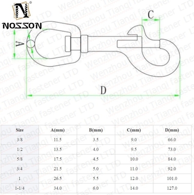 JIS Standard AISI304/316 Cerniera in acciaio inossidabile Snap Swivel Carabiner Hook per Dog Leash Webbing Immersione m3 m4 m5 m6 m8 m10 m12 1/4 3/8 5/16