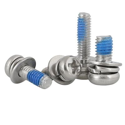 Acciaio inossidabile SUS 304 316 316L Finitura piana Croce intagliata Testa di padella Sems vite DIN7985 M3 M4 M5 con certificazione ISO