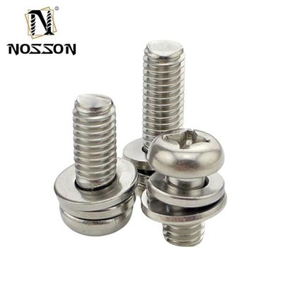 Acciaio inossidabile SUS 304 316 316L Finitura piana Croce intagliata Testa di padella Sems vite DIN7985 M3 M4 M5 con certificazione ISO