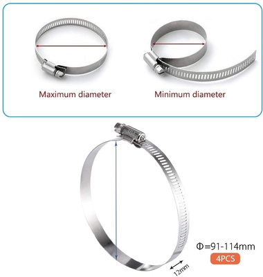 In stock Clamps a motore a vermi per tubi e tubi fermi Sistema di misurazione metrico da 118-140 mm