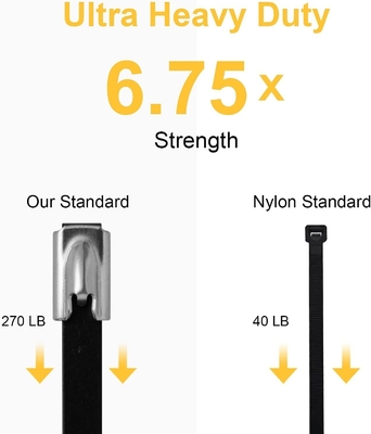 11.8inch White 304 Stainless Steel Cable Ties Auto bloccante Metal Zip Ties per resistenza alla corrosione e avvolgimento sicuro