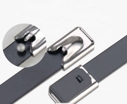 Auto bloccante Metal Wrap Cable Tie Ball Lock JIS Standard PVC rivestito di acciaio inossidabile legami 7,9mm GB Standard