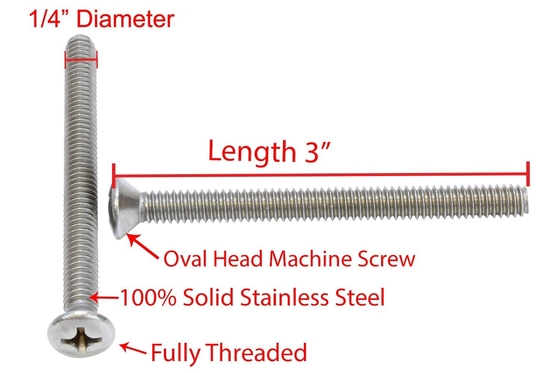 Stainless Phillips Oval Head Machine Screw 18-8 304 in acciaio inossidabile di grado 8.8/10.9/12.9 SS304 SS316 1/4''-20 X 3'' bullone