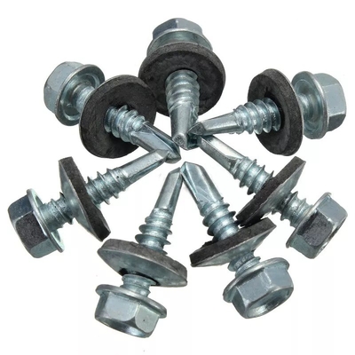 GB Standard Hex Head in acciaio inossidabile Patta Self Drilling Sheet Metal Roofing Screw con Rubber Washer Plain Finish INCH Measurement System