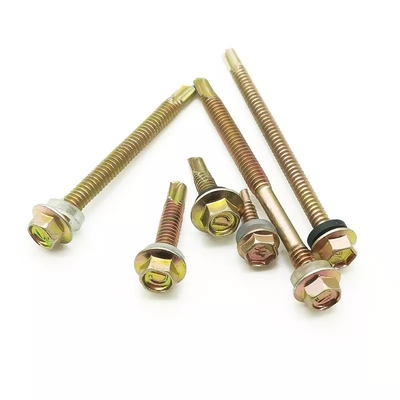 GB Standard Hex Head in acciaio inossidabile Patta Self Drilling Sheet Metal Roofing Screw con Rubber Washer Plain Finish INCH Measurement System