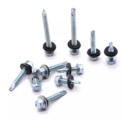GB Standard Hex Head in acciaio inossidabile Patta Self Drilling Sheet Metal Roofing Screw con Rubber Washer Plain Finish INCH Measurement System