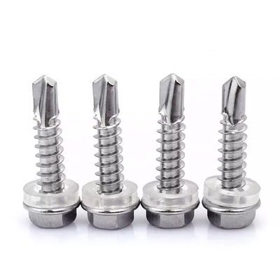 Vattone per tetti edili ST5.5 Galvanizzato Metallo Testa esagonale Tek Legno Acciaio inossidabile Vattone esagonale auto-perforazione con lavatrice EPDM