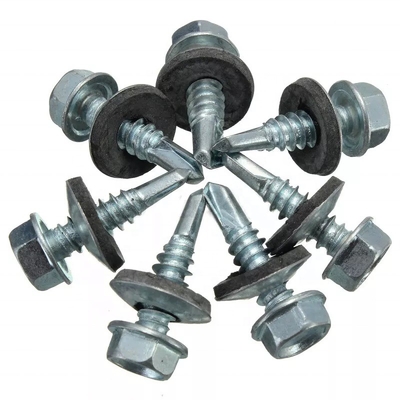 Vattone per tetti edili ST5.5 Galvanizzato Metallo Testa esagonale Tek Legno Acciaio inossidabile Vattone esagonale auto-perforazione con lavatrice EPDM