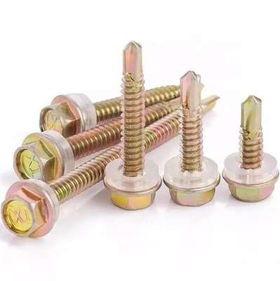 Vattone per tetti edili ST5.5 Galvanizzato Metallo Testa esagonale Tek Legno Acciaio inossidabile Vattone esagonale auto-perforazione con lavatrice EPDM