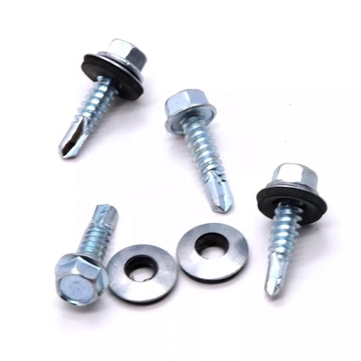 Vattone per tetti edili ST5.5 Galvanizzato Metallo Testa esagonale Tek Legno Acciaio inossidabile Vattone esagonale auto-perforazione con lavatrice EPDM