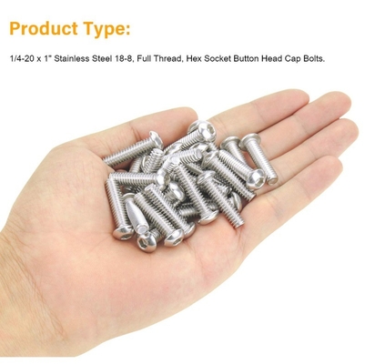 Sistema di misurazione metrico 1/4-20 x 1 pollice di acciaio inossidabile Pan Head Socket Cap Bolts viti 18-8 304 Grade Allen Hex Drive
