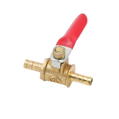 Fornitura d'acqua 180° Maniglia di funzionamento Tubo rotondo Valvola a sfera di ottone Spegni la valvola Interruttore con connettore di 6mm Hose Barb
