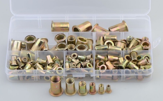17*10*2.3 Titanio Cross Border Acciaio al carbonio Color Plated Zinc Vertical Grain Flat Head Rivet Nut Combination Set 150pcs