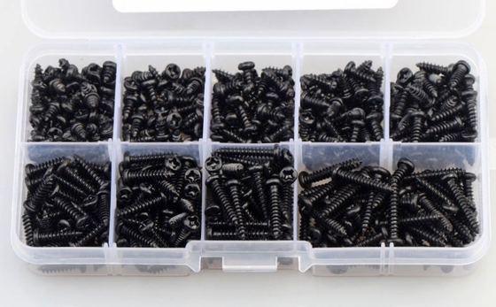 ALLOY Colore naturale 450pcs M3 Acciaio al carbonio Nero PA Croce Testa Pan Testa Rotonda Testa Autotappa Velo Combinazione Set Assortimento Kit
