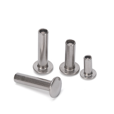 Rivetto cavo in acciaio inossidabile semitubolare a finitura luminosa senza rivestimento con testa piatta personalizzata e standard DIN in M2.5-M6.3