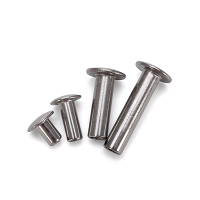 Rivetto cavo in acciaio inossidabile semitubolare a finitura luminosa senza rivestimento con testa piatta personalizzata e standard DIN in M2.5-M6.3