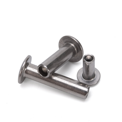 Rivetto cavo in acciaio inossidabile semitubolare a finitura luminosa senza rivestimento con testa piatta personalizzata e standard DIN in M2.5-M6.3
