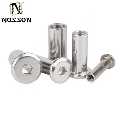 M3 M4 M5 M6 M8 M10 Bulloni e dadi per connettori per mobili Acciaio nichelato con testa a esagono piatto Manicotto dado cilindrico Standard DIN
