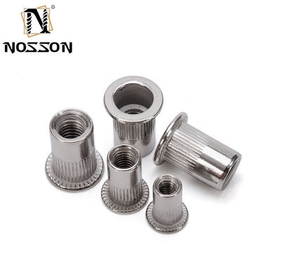 SS304 Acciaio inossidabile A2-70 Flat Head Open End Knurled Body Insert per il sistema di misurazione metrica nell'industria del petrolio e del gas