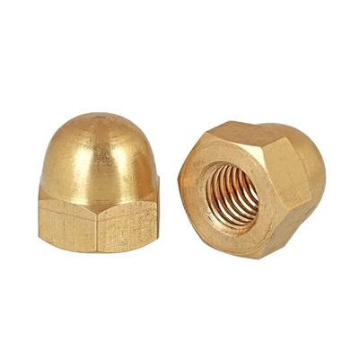 Trattamento dell'acqua DIN Standard Yellow Coating Brass Finish Zinc Flake Coated Hex Cap Nut Acorn Nut con Hexagon Dome Cap