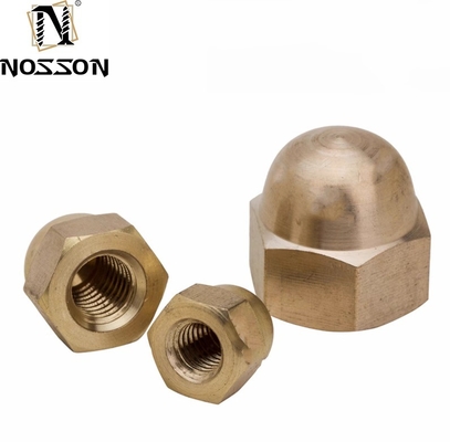 Trattamento dell'acqua DIN Standard Yellow Coating Brass Finish Zinc Flake Coated Hex Cap Nut Acorn Nut con Hexagon Dome Cap