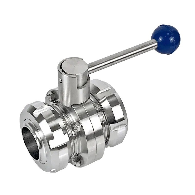 ISO9001 Certificato SS304 SS316 Sanitary Stainless Steel Weld End Manual Type Butterfly Valve per la distribuzione di gas