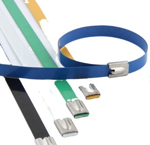 Auto bloccante Metal Wrap Cable Tie Ball Lock JIS Standard PVC rivestito di acciaio inossidabile legami 7,9mm GB Standard