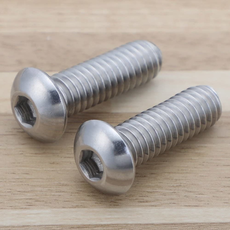 1/4-20 x 1/2 pollice Testa bottone presa cappuccio bulloni 18-8 acciaio inossidabile 304 Finitura piana Full Thread Allen Hex Drive Testa pan