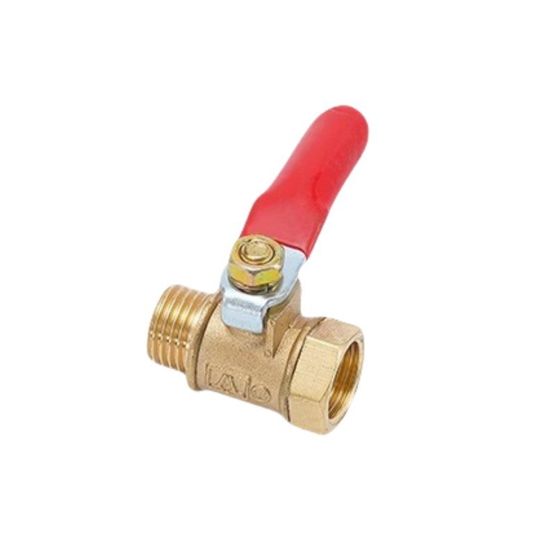 Fornitura d'acqua 180° Maniglia di funzionamento Tubo rotondo Valvola a sfera di ottone Spegni la valvola Interruttore con connettore di 6mm Hose Barb