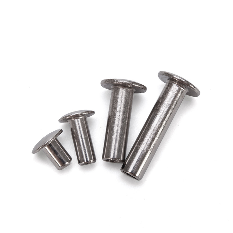 ANSI/ASME Standard Brillante Acciaio Inossidabile Aluminio Decorato Testa Piatta Mezza Cava Rivetta Semi-tubolare M2.5 per Borsa di Pelle