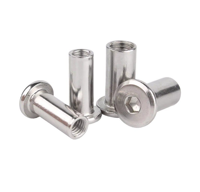 DIN Standard Stainless Steel Hex Socket Flat Head Sleeve Barrel Nut Con Testa Rotonda Nocciolini per mobili M2 M3 M4 M5 M6 M8 M10