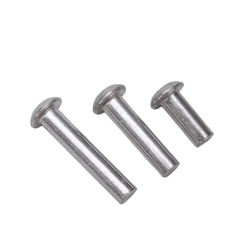 ISO Standard Metric Aluminum Brass Solid Core Rivet Fastenal Flat Head Round Head Solid Mild Steel Copper Rivets con finitura brillante