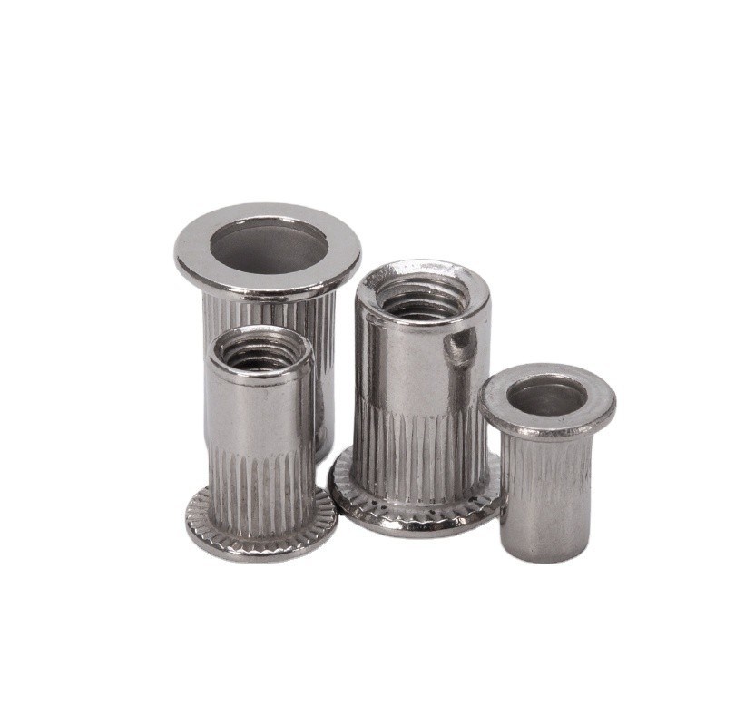 SS304 Acciaio inossidabile A2-70 Flat Head Open End Knurled Body Insert per il sistema di misurazione metrica nell'industria del petrolio e del gas